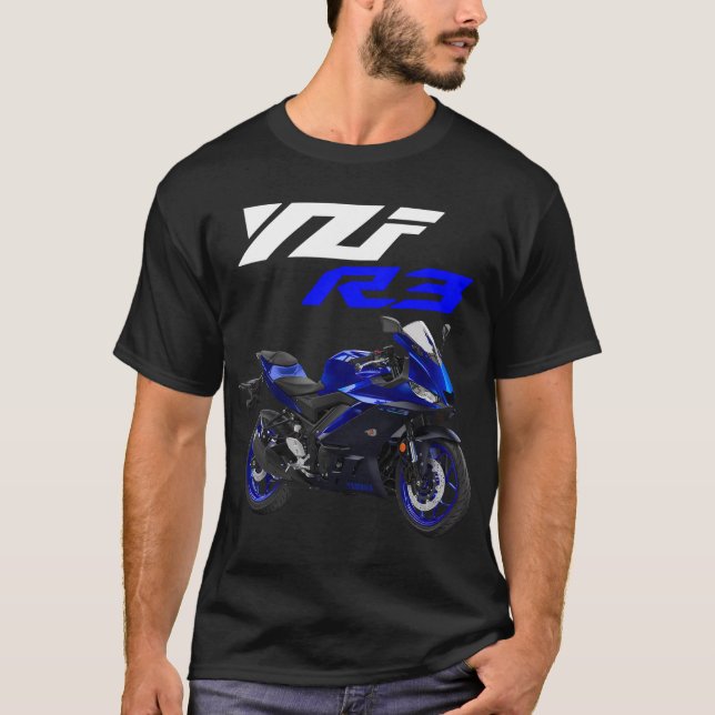 Camiseta Motocicleta deportiva azul YZF-R3 (Anverso)