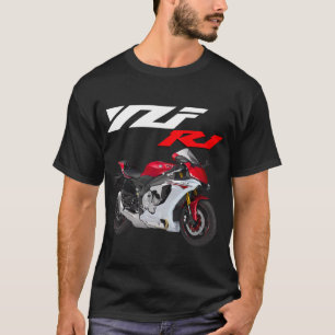 Camiseta Motocicleta deportiva R1 roja y blanca