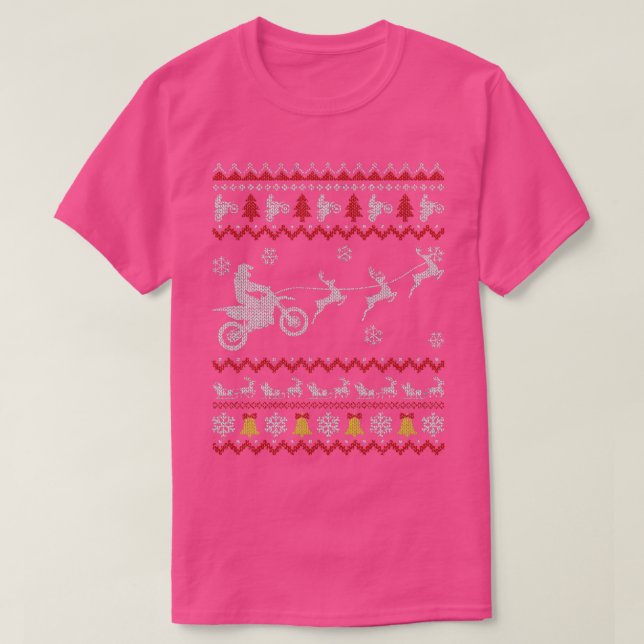 Camiseta Motocicleta Dirt Bike Pajama Navidades feos Biker  (Diseño del anverso)