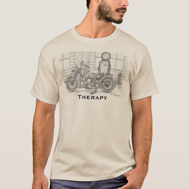 Camiseta Motocicleta: El montar a caballo es terapia (Anverso)