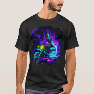 Camiseta Motocicleta en bicicleta sucia en el espacio como