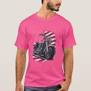 Camiseta Motocicleta Estados Unidos Bandera Retro Bici