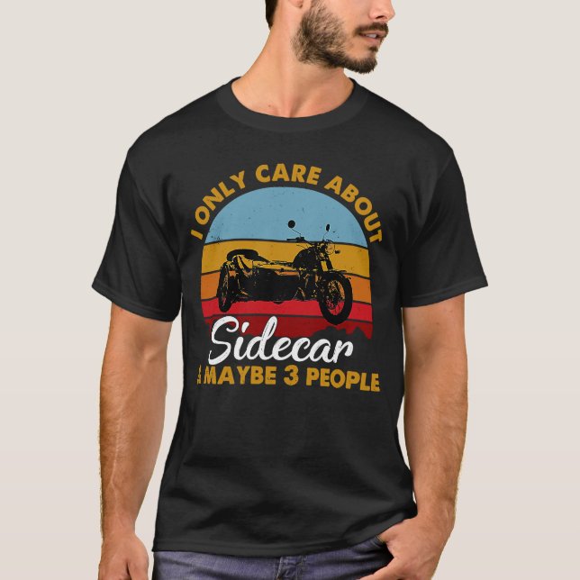 Camiseta Motocicleta estilo retro Sunset Sidecar (Anverso)