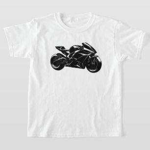 Camiseta Motocicleta Futurista Vector Negro Blanco