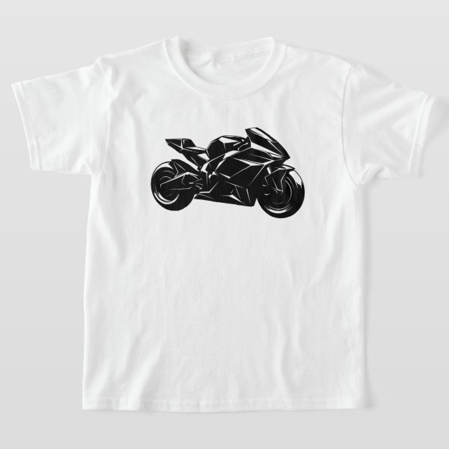 Camiseta Motocicleta Futurista Vector Negro Blanco (Distribución)