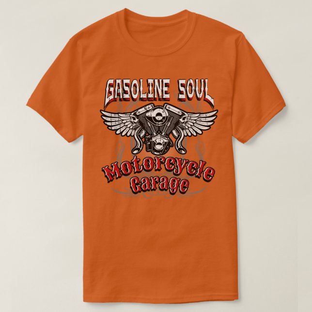 Camiseta Motocicleta Gasoline Soul Biker (Diseño del anverso)