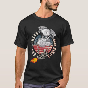 Camiseta Motocicleta HD Shovelhead VTwin Flame Farting 1969