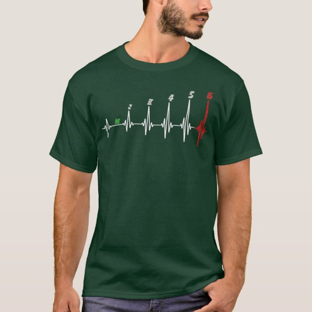 Camiseta Motocicleta Heartbeat 6 velocidad cambio de veloci (Anverso)