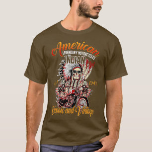 Camiseta Motocicleta india retro-norteamericana para viejo