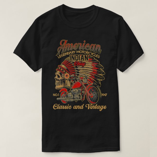 Camiseta Motocicleta india retro vintage para vieja B (Diseño del anverso)