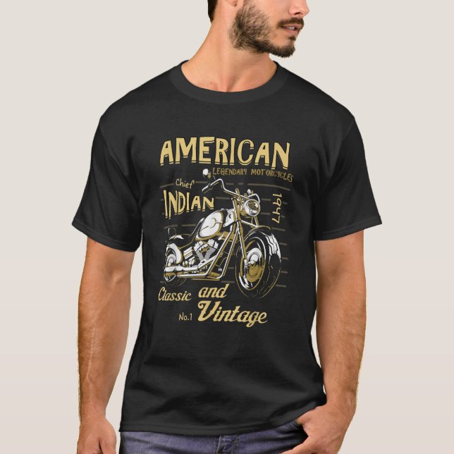 Camiseta Motocicleta india retro vintage para vieja B (Anverso)