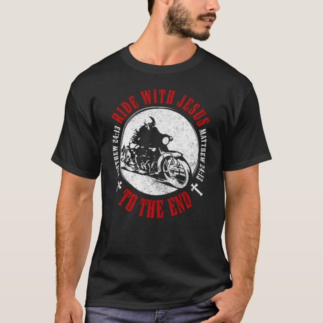 Camiseta Motocicleta La fe cristiana sigue a Jesús Biker (Anverso)