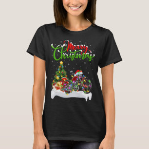 Camiseta Motocicleta Lover Xmas Iluminación Santa Motorcycl