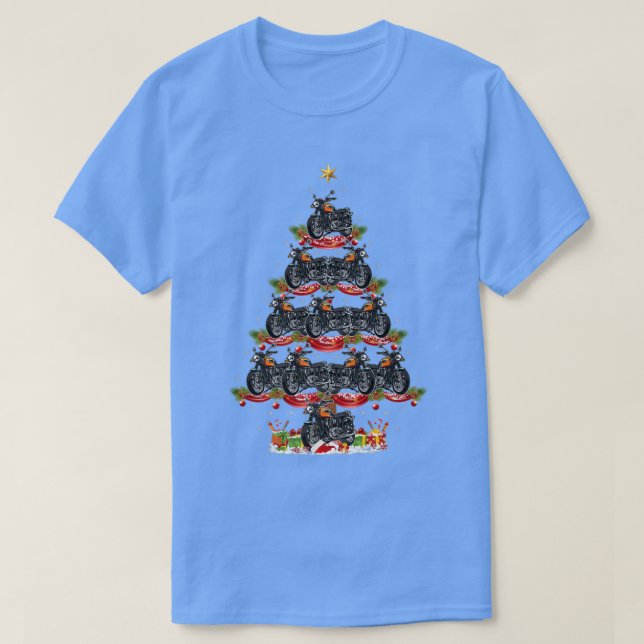 Camiseta Motocicleta Navidad iluminando Santa Motorcycle (Diseño del anverso)