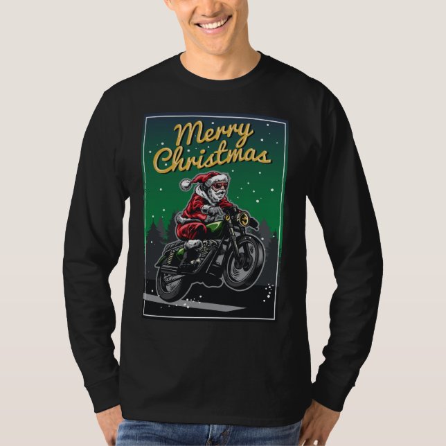 Camiseta Motocicleta navideña Santa | Vacaciones (Anverso)