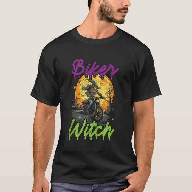 Camiseta Motocicleta O Truco De Temor De Halloween En Biker (Anverso)