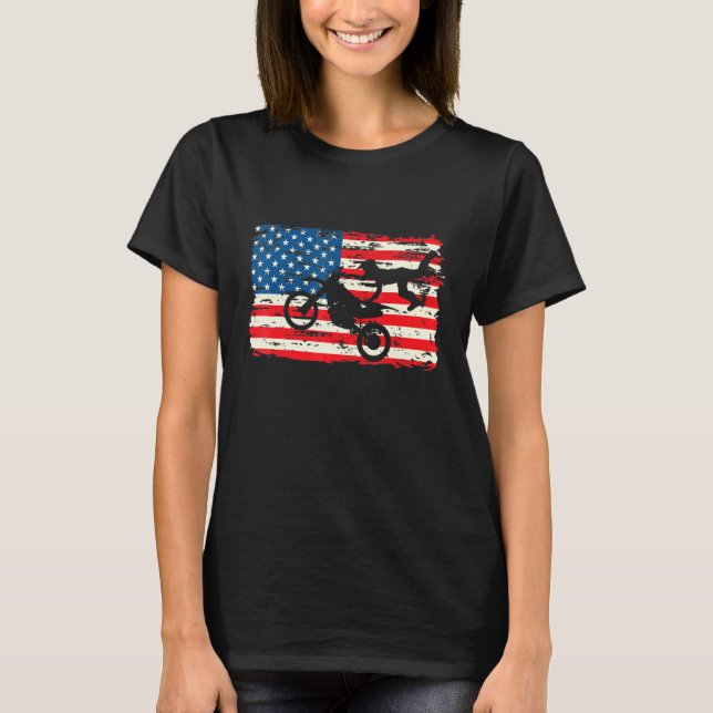 Camiseta Motocicleta Orgulloso Biker America Bandera Patrió (Anverso)