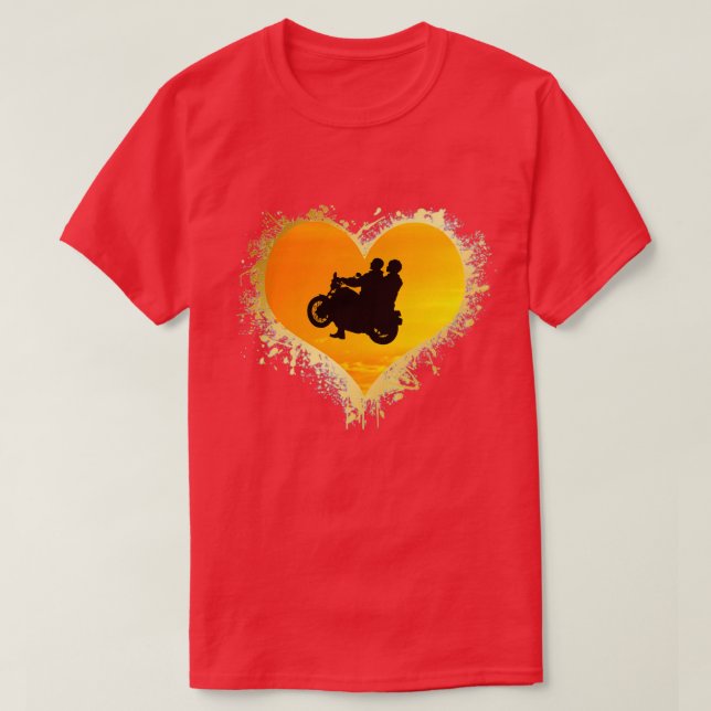 Camiseta Motocicleta Pareja Biker Love Heart 101 (Diseño del anverso)