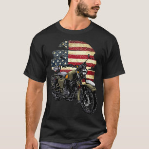 Camiseta Motocicleta patriótica vintage bicicleta de bander