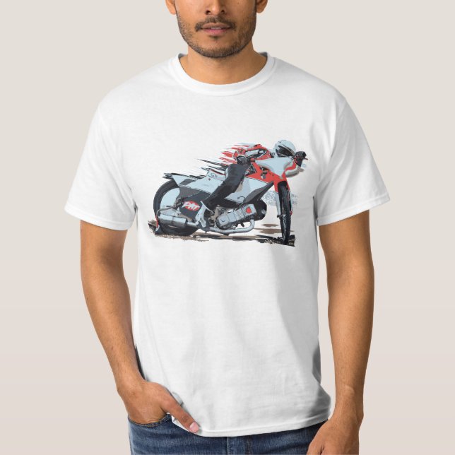 Camiseta Motocicleta plana #5 que compite con de la pista y (Anverso)