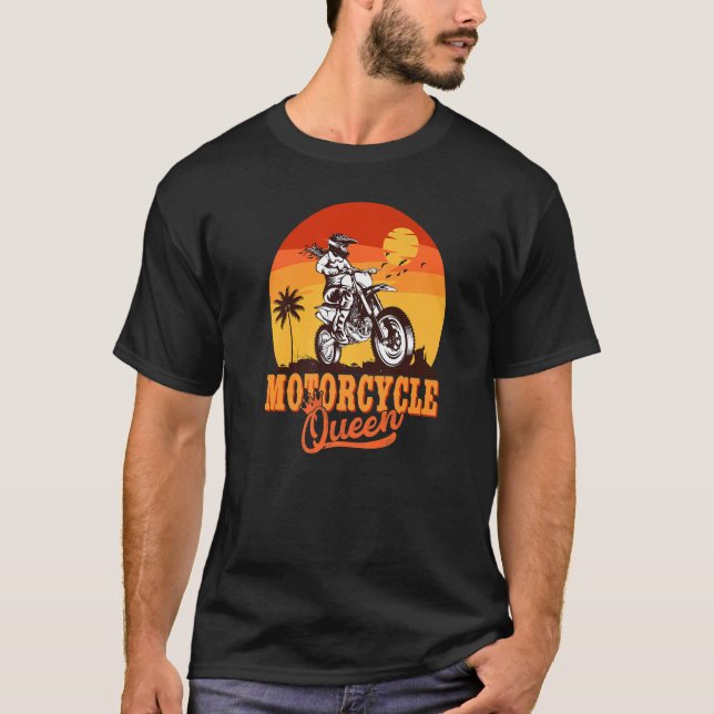 Camiseta Motocicleta Queen Biker Chica Racer Dirt Bike Moto (Anverso)