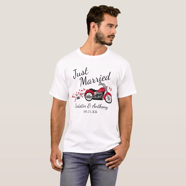 Camiseta Motocicleta recién casada (Anverso completo)