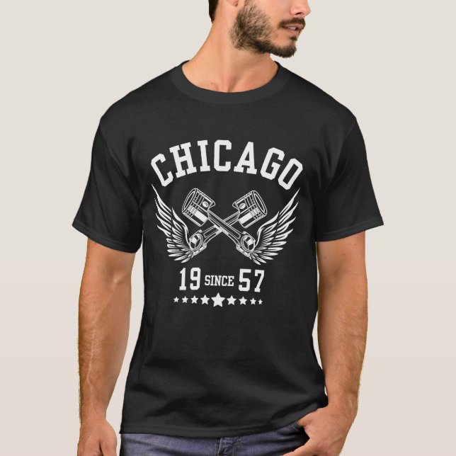 Camiseta Motocicleta Retro Vintage Chicago Desde 1957 (Anverso)