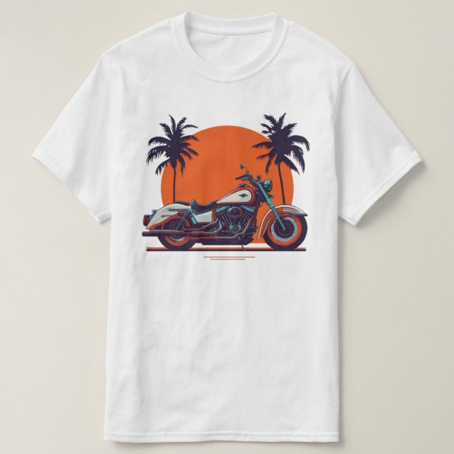 Camiseta Motocicleta Retro Vintage Palm Tremes Biker (Diseño del anverso)