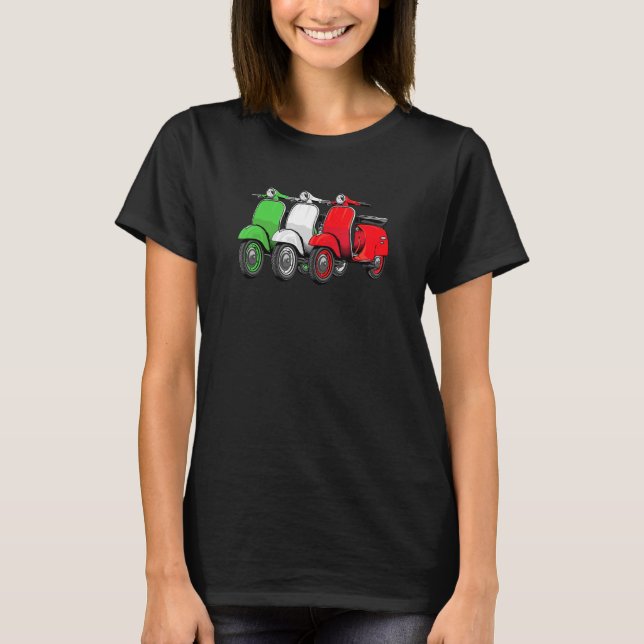 Camiseta Motocicleta Scooter Bicicleta Bandera Italiana Mop (Anverso)