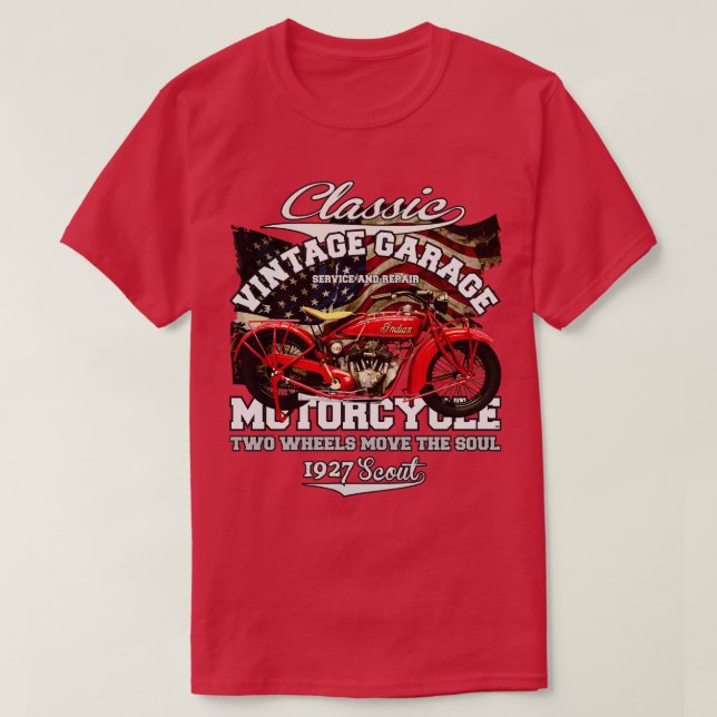 Camiseta Motocicleta Scout de época 1927 (Diseño del anverso)