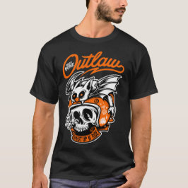 Camiseta Motocicleta Skeleton Biker Bone Outlaw Mens T-Shir