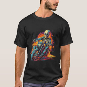 Camiseta Motocicleta Skeleton Motocicleta Halloween Costuev