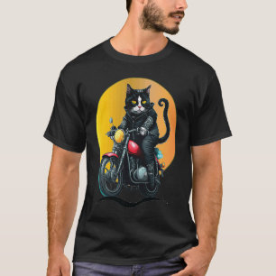 Camiseta Motocicleta Tuxedo Cat Dad Mom Kittens
