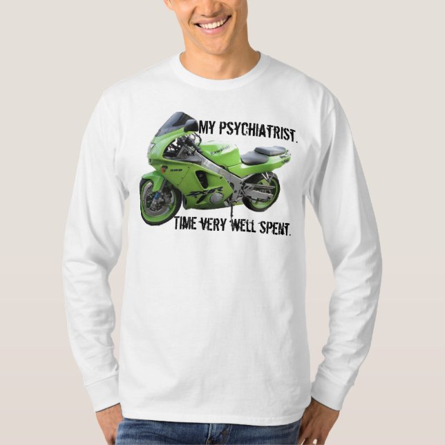 Camiseta Motocicleta verde de Kawasaki Ninja ZX-6R, bici de (Anverso)