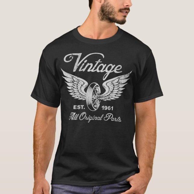 Camiseta Motocicleta Vintage Regalo 61st Birthday Est 1961 (Anverso)