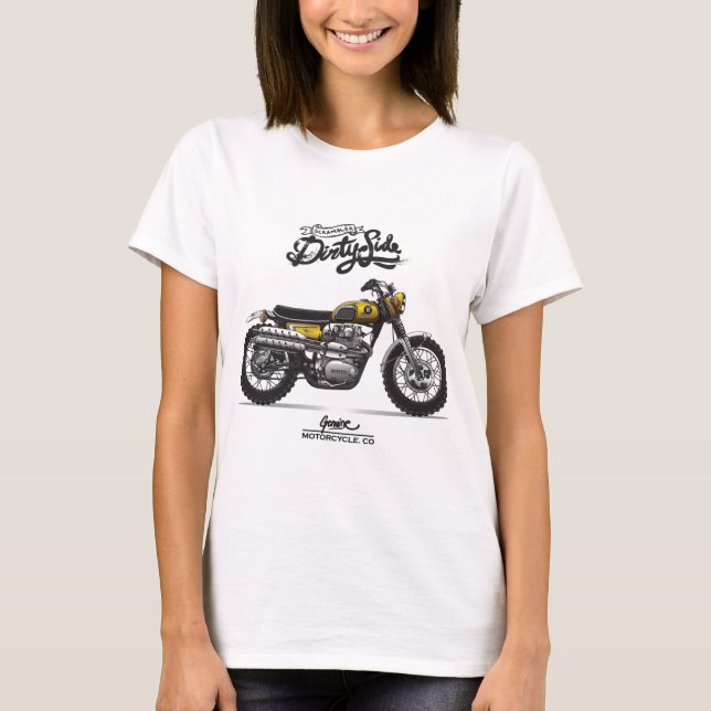 Camiseta Motocicleta Vintage Scrambler - Bicicleta Sucia cl (Anverso)