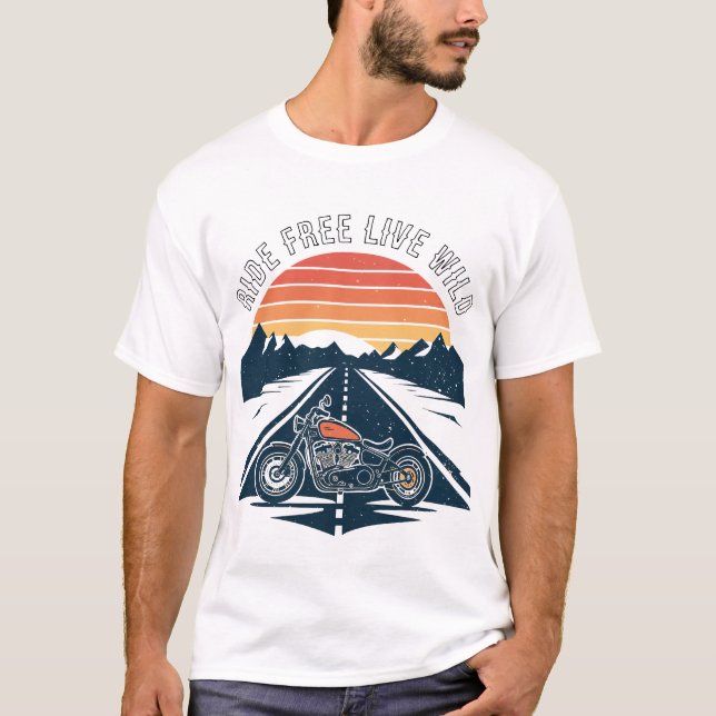 Camiseta Motocicleta Vive Libre Salvaje (Anverso)
