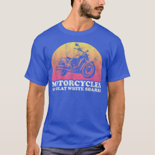 Camiseta Motocicleta y grandes motocicletas de tiburón blan