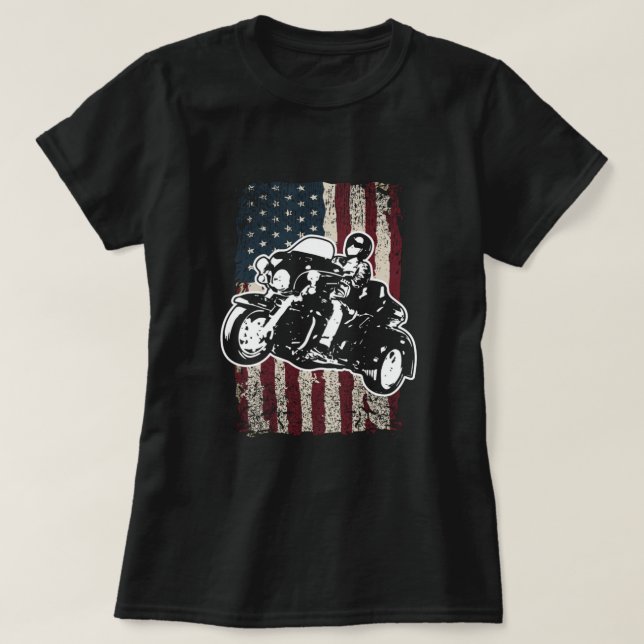 Camiseta Motociclista de bandera estadounidense (Diseño del anverso)