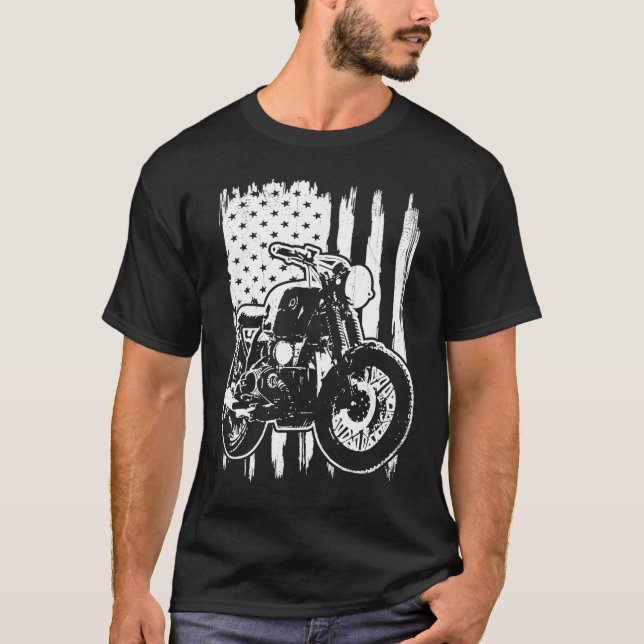 Camiseta Motociclista de bandera estadounidense con problem (Anverso)