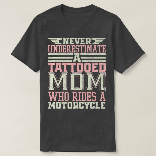 Camiseta Motociclista de mamá Tattooed (Diseño del anverso)