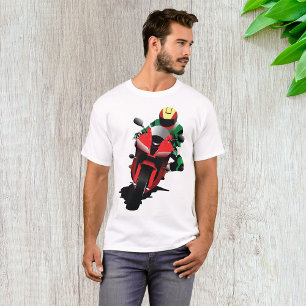 Camiseta Motociclista montando una Sportbike Roja