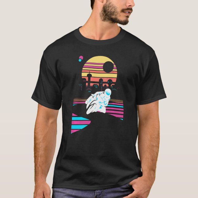 Camiseta Motociclista motociclista Vaporwave Moto (Anverso)