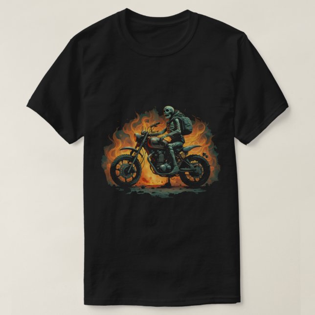 Camiseta Motociclista oscuro / esqueleto (Diseño del anverso)