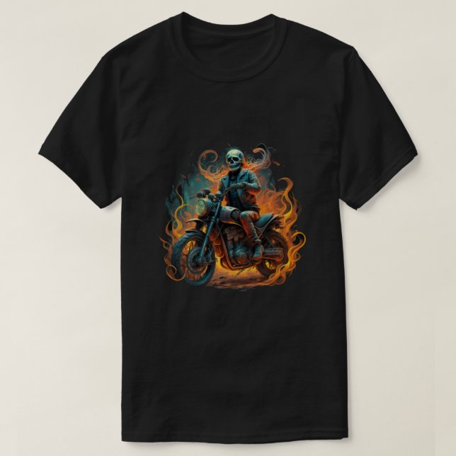 Camiseta Motociclista oscuro / esqueleto (Diseño del anverso)