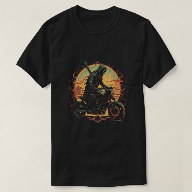 Camiseta Motociclista oscuro / esqueleto (Diseño del anverso)