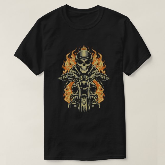 Camiseta Motociclista oscuro / esqueleto (Diseño del anverso)