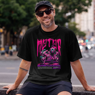 Camiseta Motociclista Retro-Futurista – Ciberpunk de Neón