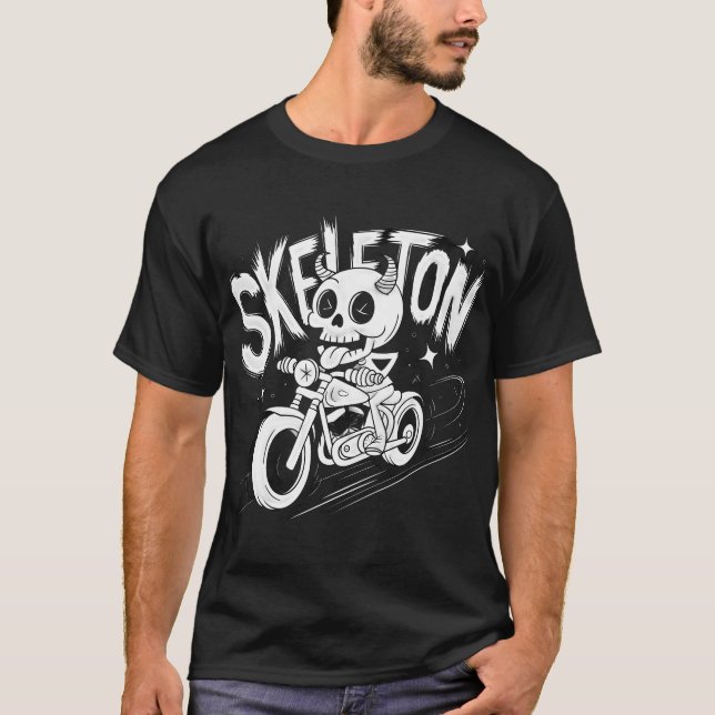 Camiseta Motociclista Skeleton - Edgy & Guay Biker (Anverso)