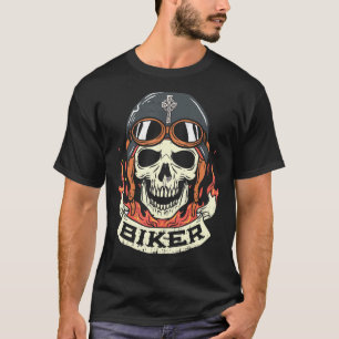 Camiseta Motociclista Vintage Skull Classic Biker